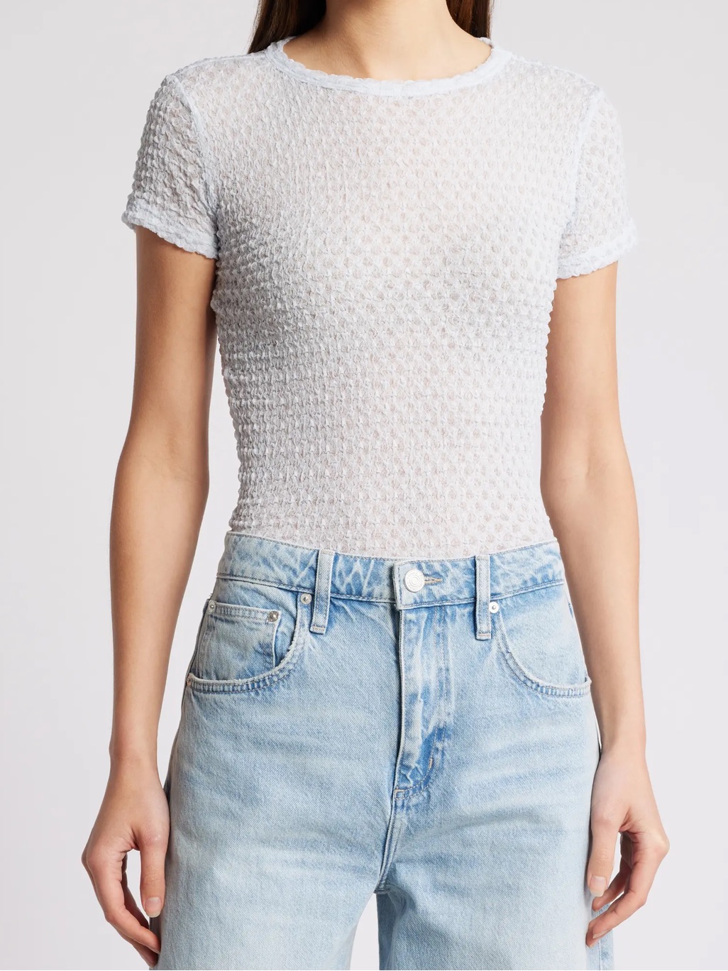 Frame Textured Semisheer Mesh T-Shirt
